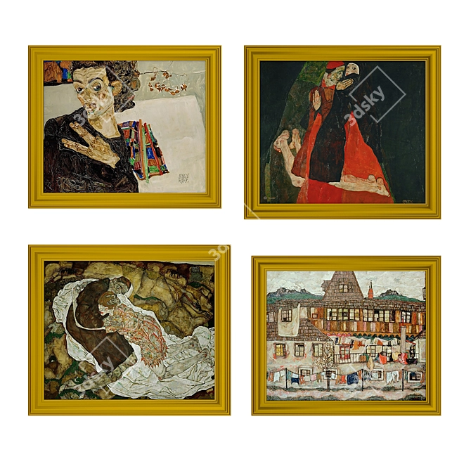 Egon Schiele Masterpieces: 8 Paintings 3D model image 1