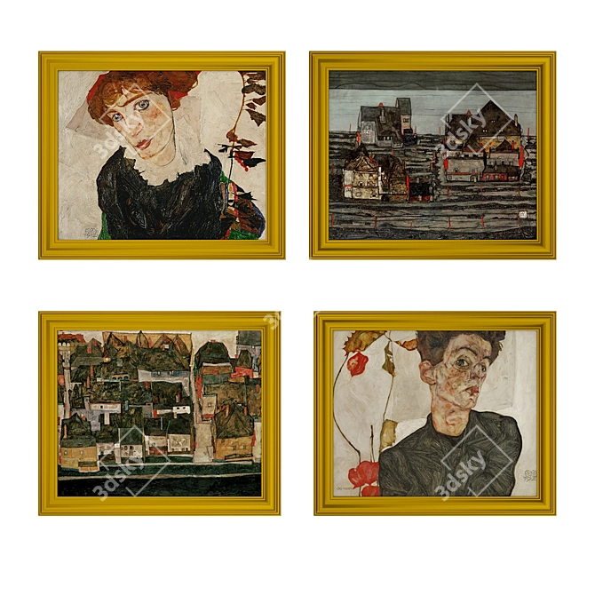 Egon Schiele Masterpieces: 8 Paintings 3D model image 2