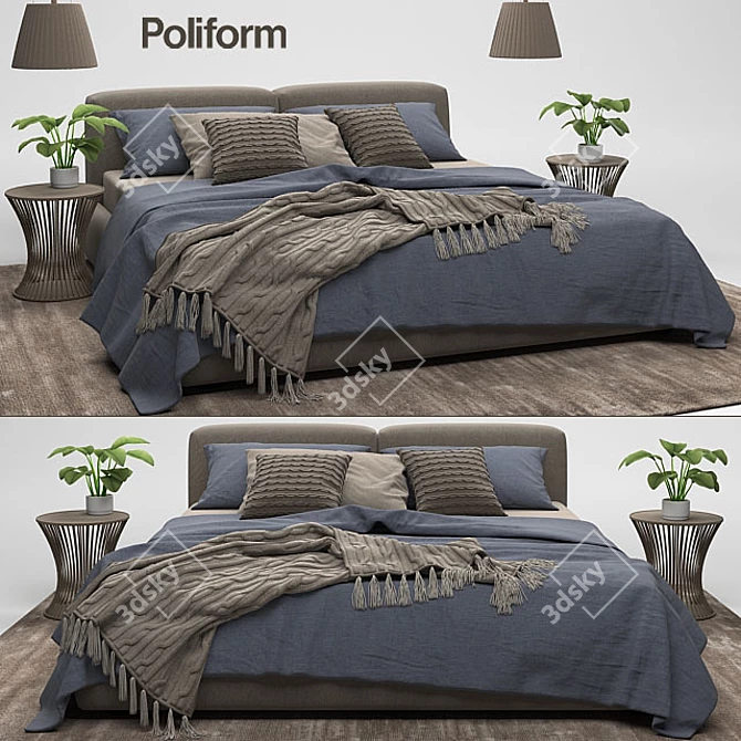 Elegant Bolton Bed by Poliform 3D model image 1