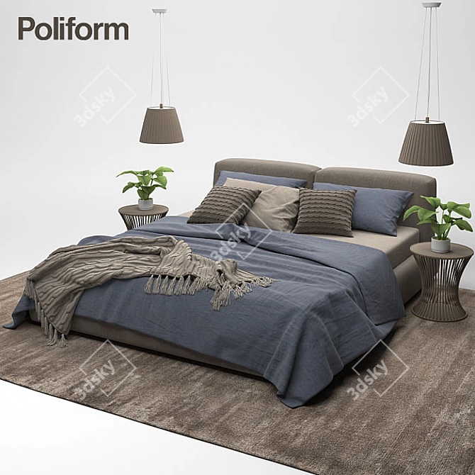 Elegant Bolton Bed by Poliform 3D model image 2