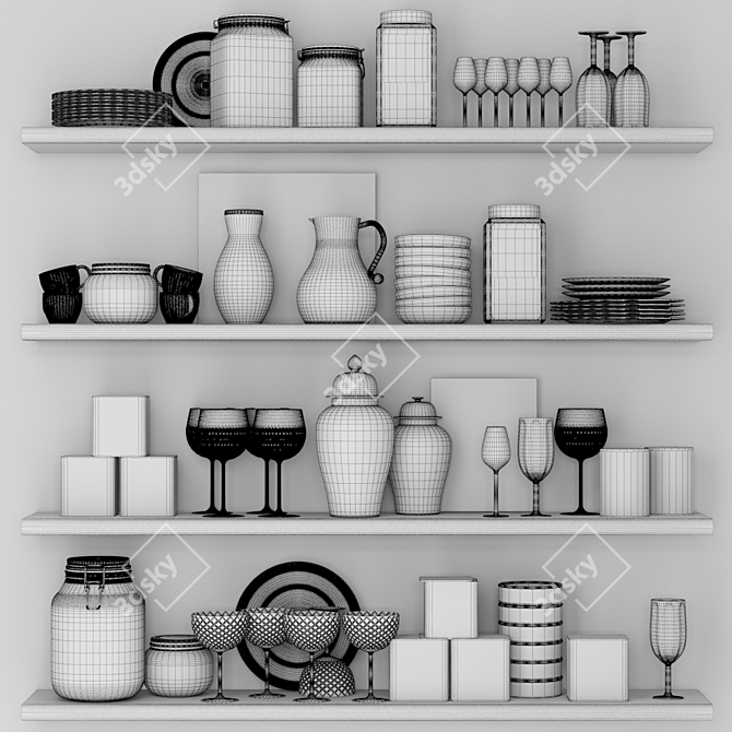 Ultimate Culinary Set: Tin Can, Spices, Glass & Dishes 3D model image 2