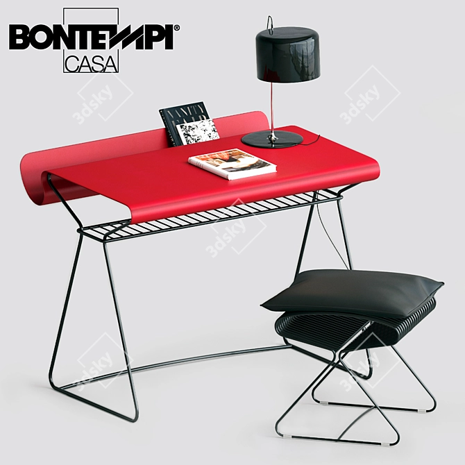 Sleek Hide Leather Desk 3D model image 1