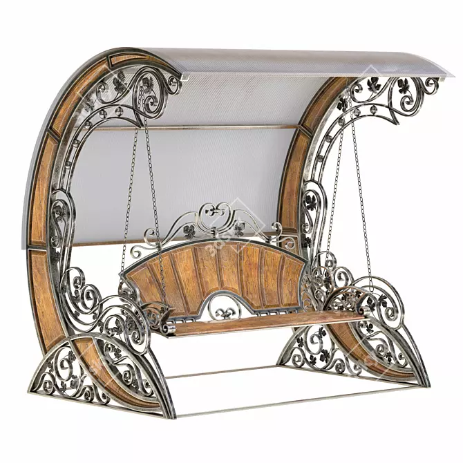 Elegant Wrought Iron Swing 3D model image 1