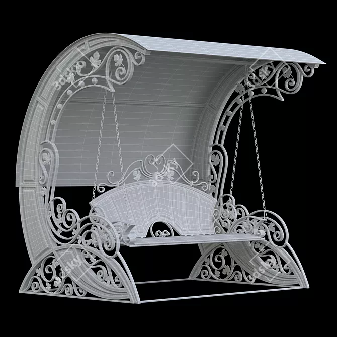 Elegant Wrought Iron Swing 3D model image 3