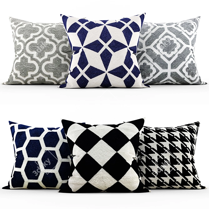 Elegant Accent Pillows 3D model image 1