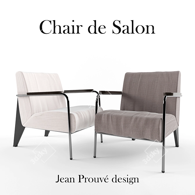 Jean Prouvé Salon Chair 3D model image 1