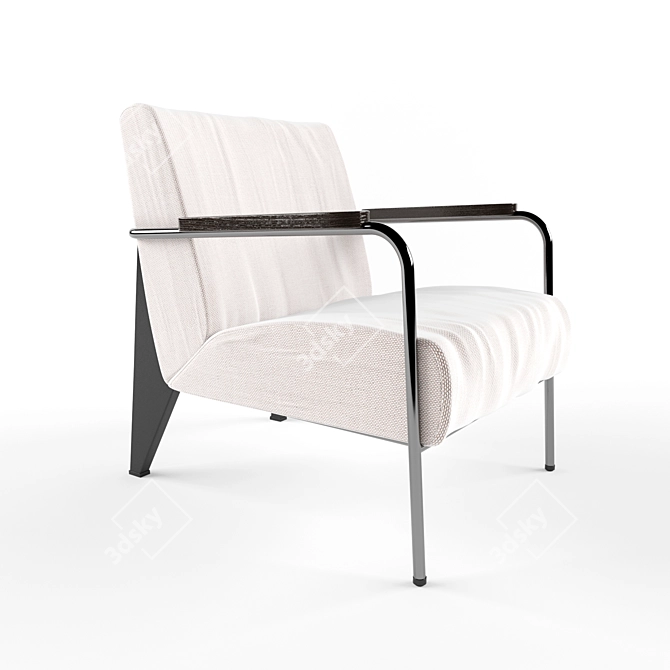 Jean Prouvé Salon Chair 3D model image 2