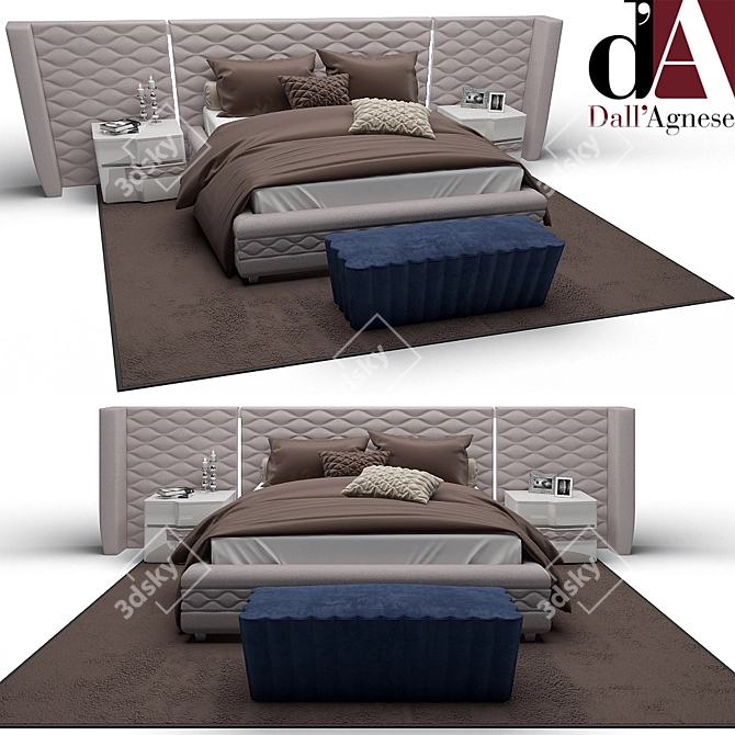 Chic Bianco Bed: Dall'Agnese 3D model image 1