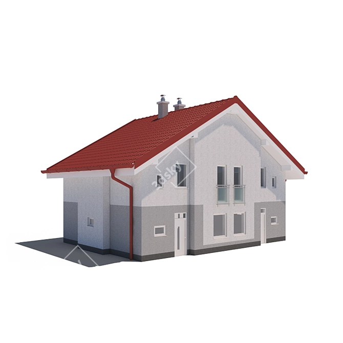 Modern Double House: 3DsMax, Vray, Obj 3D model image 1