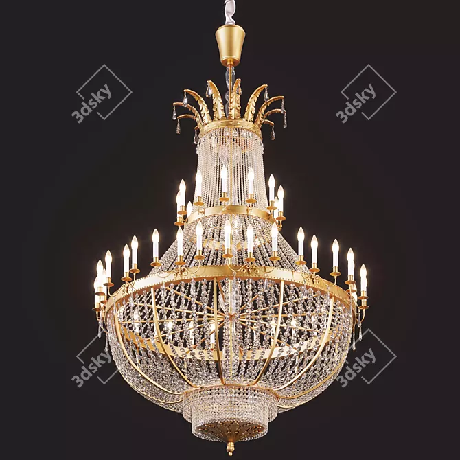 Gold Empire Palace Chandelier 3D model image 2