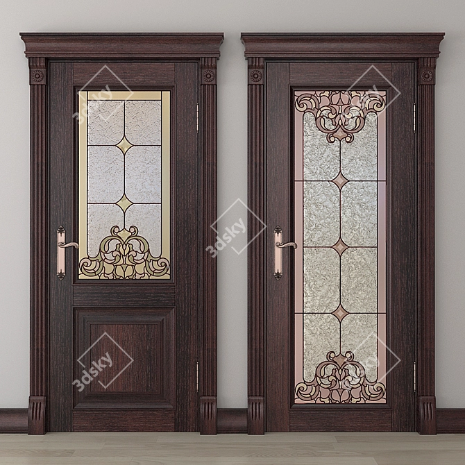 Stained Glass Door with 2 Design Options 3D model image 1