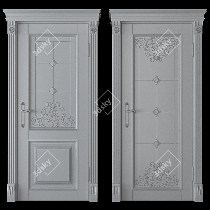 Stained Glass Door with 2 Design Options 3D model image 3