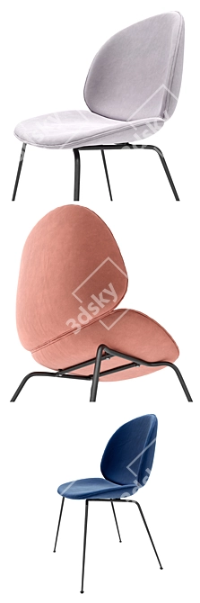 Gubi Beetle Velvet Dining Chair 3D model image 2