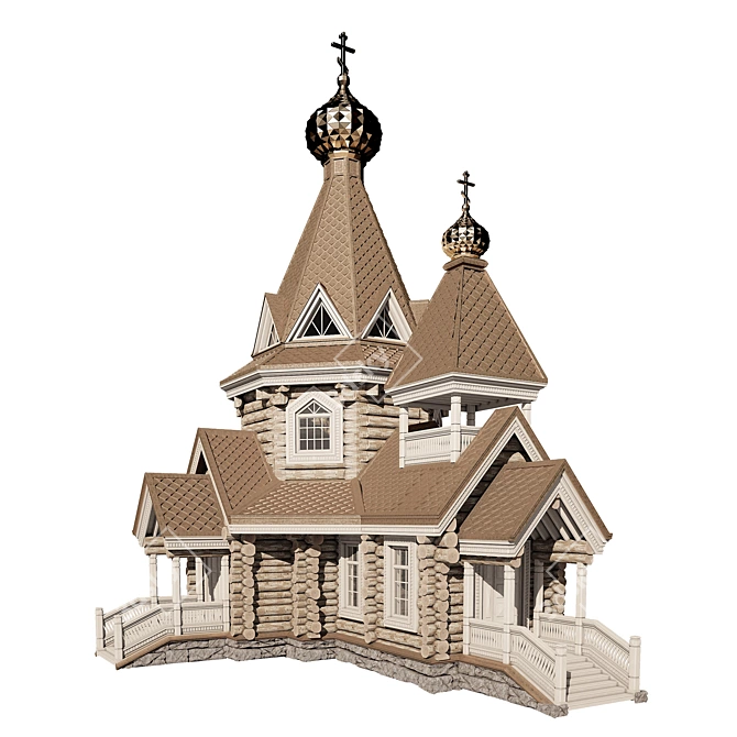 Wild Log Three-Dome Church 3D model image 1