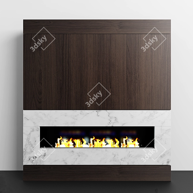 Wooden Marble Fireplace 3D model image 1