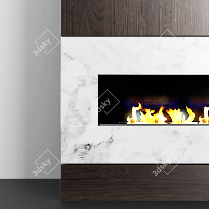 Wooden Marble Fireplace 3D model image 2
