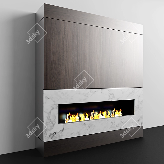 Wooden Marble Fireplace 3D model image 3