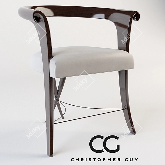 Elegant Hand-Carved Xaviera Stool 3D model image 1