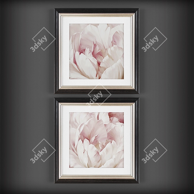Artistic Beauty: Intimate Blush & Iridescent Bloom Paintings 3D model image 1