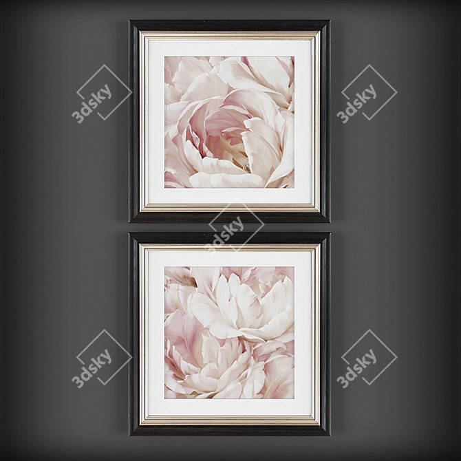Artistic Beauty: Intimate Blush & Iridescent Bloom Paintings 3D model image 3