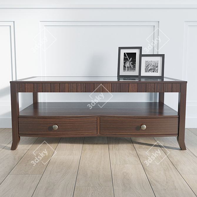 Stylish Glass Top Coffee Table 3D model image 1