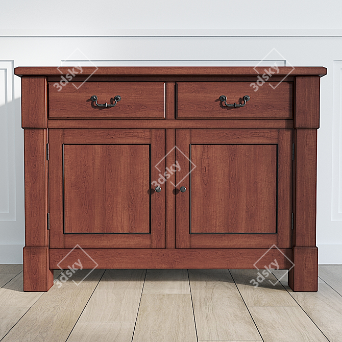 Versatile Wooden Buffet Table 3D model image 1