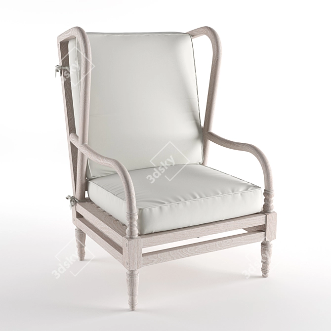 Refined Colonial Eucalyptus Wingback 3D model image 1