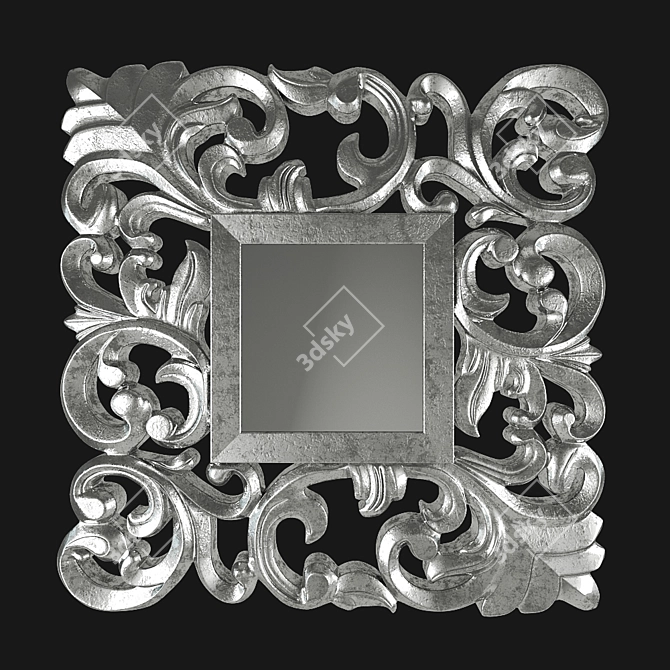 Elegant Handcrafted Silver Mirrors 3D model image 1