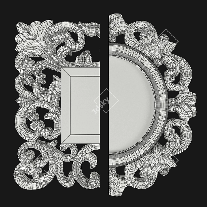 Elegant Handcrafted Silver Mirrors 3D model image 3