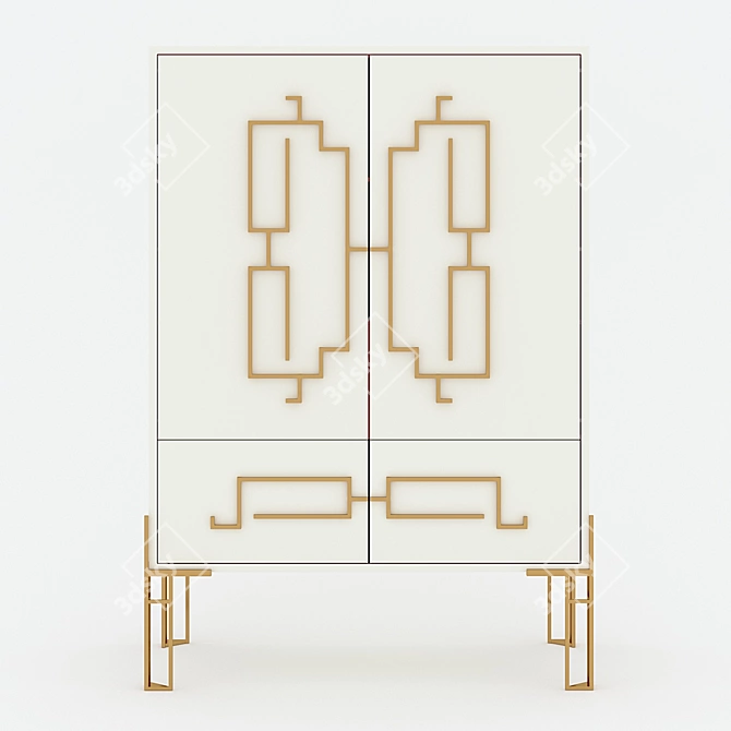 Chinoiserie-inspired Modern Buffet 3D model image 1