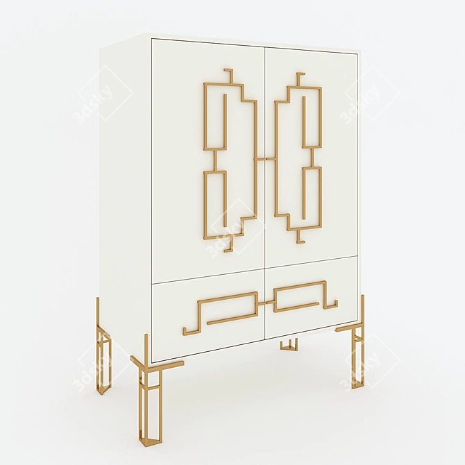 Chinoiserie-inspired Modern Buffet 3D model image 2