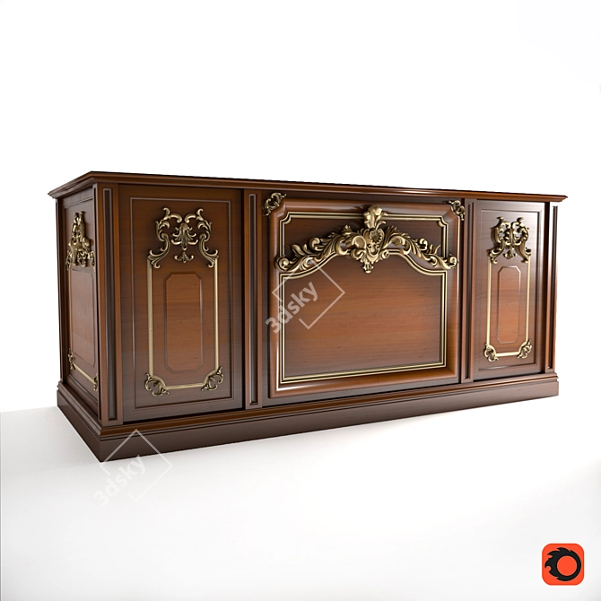 Carved CNC Desk: Quality & Detail 3D model image 1