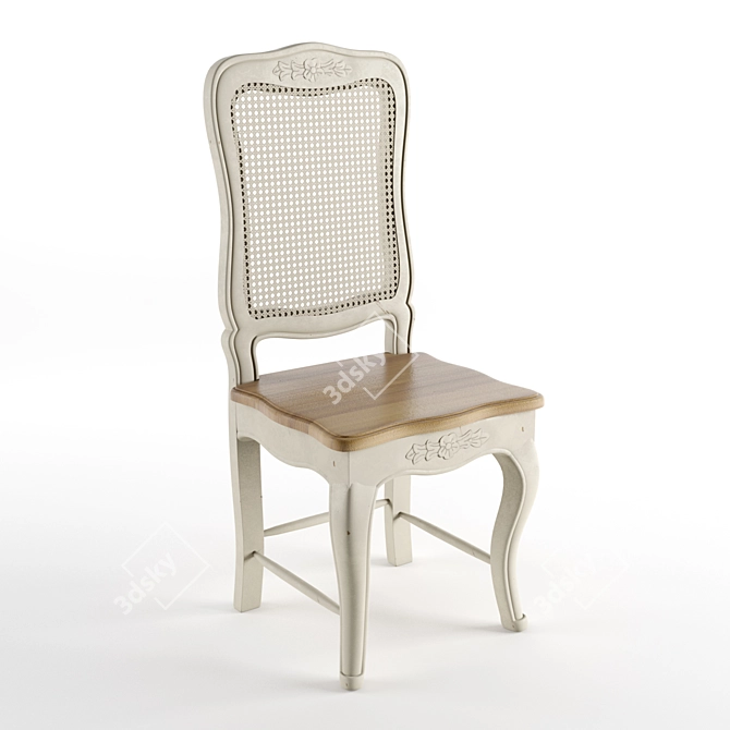 French Rustic Cream Rattan Chair 3D model image 1