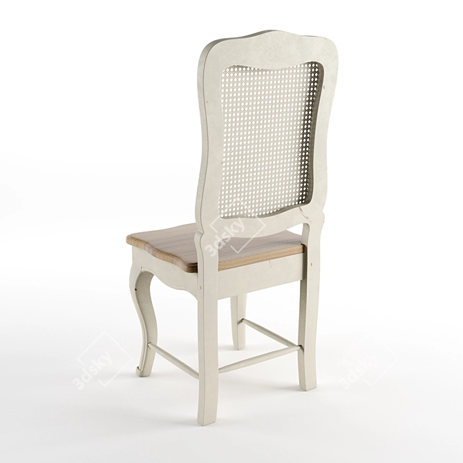 French Rustic Cream Rattan Chair 3D model image 2