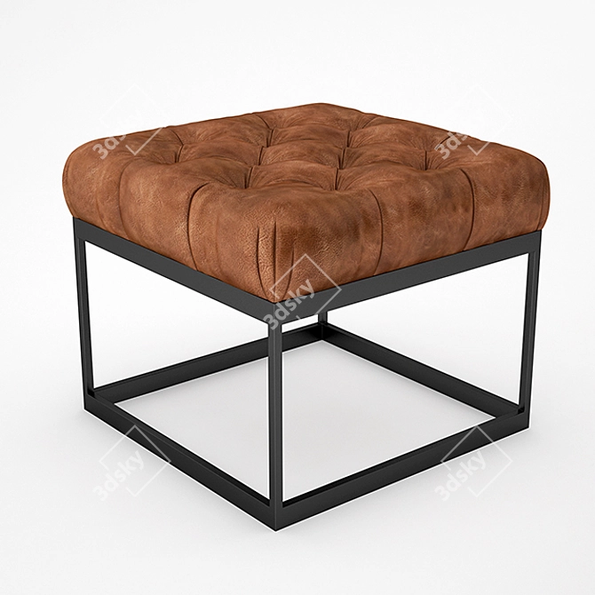 22" Leather & Metal Bench 3D model image 1