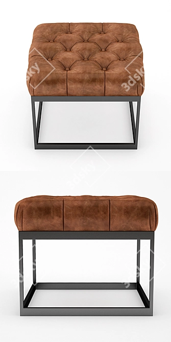 22" Leather & Metal Bench 3D model image 2