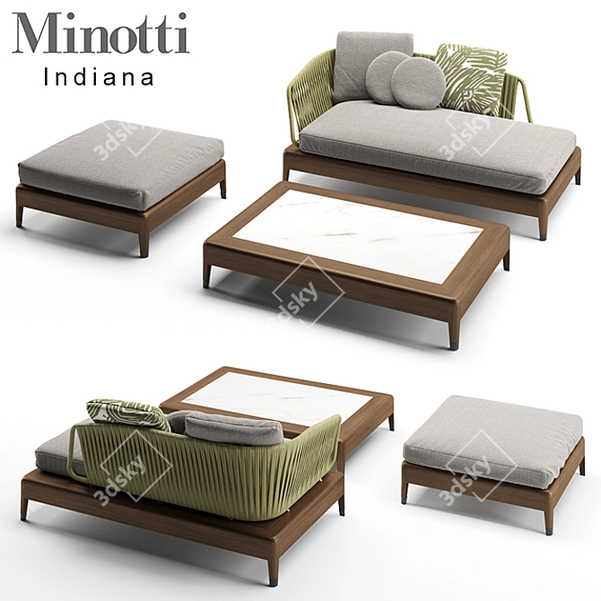 Luxury Indiana Sofa Set 3D model image 1