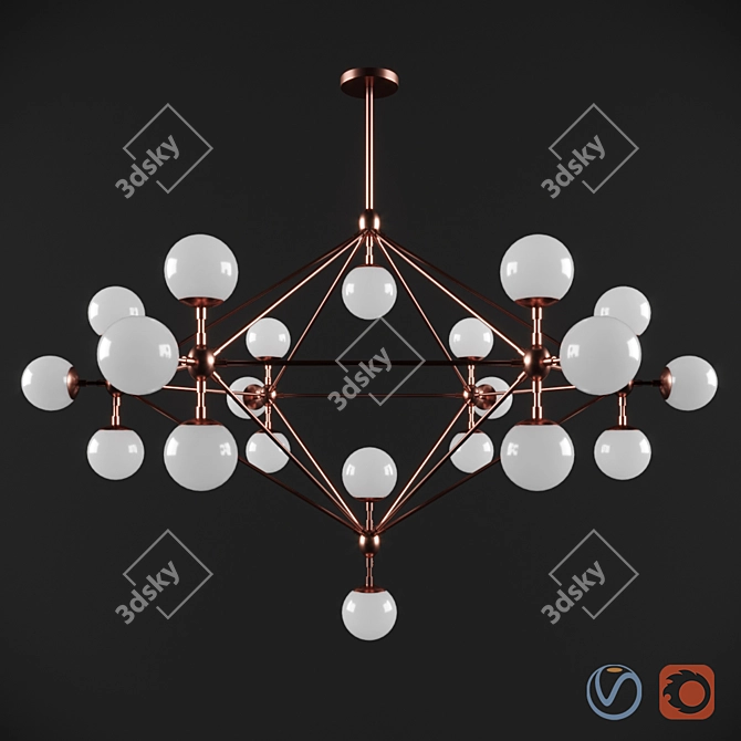 Modo 21-Globe Chandelier: Modern American Charm 3D model image 1