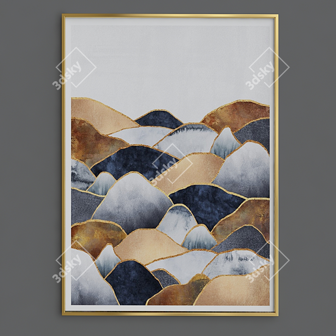 Nordic Geometric Sunrise Wall Art 3D model image 1