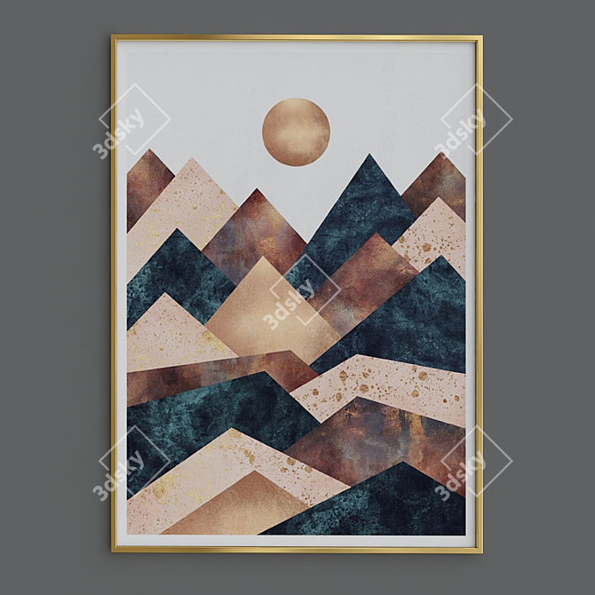 Nordic Geometric Sunrise Wall Art 3D model image 2