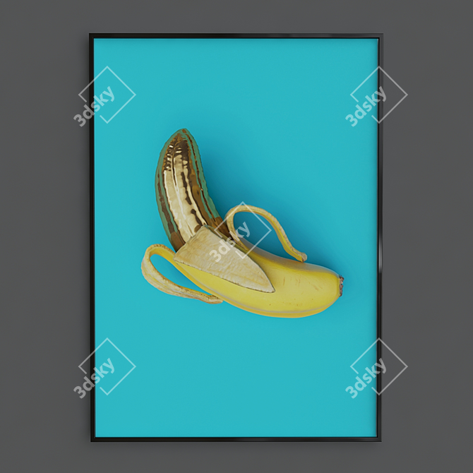 Nordic Kitchen Wall Art: Gold Apple & Banana 3D model image 3