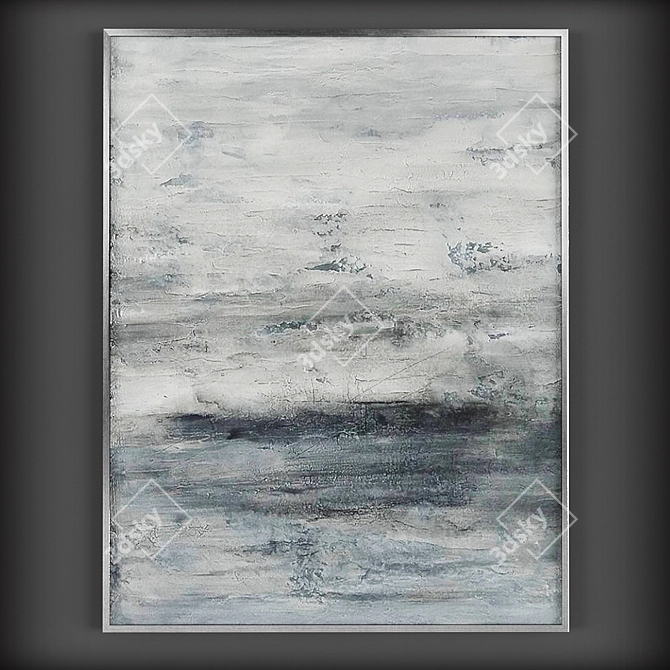 Minimalist Gray Abstract Canvas Art 3D model image 2