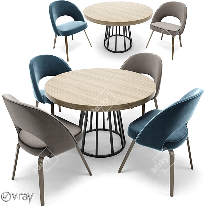 Modern Saarinen Dining Set 3D model image 1