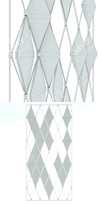 Mirrored Diamond Decorative Partition 3D model image 3