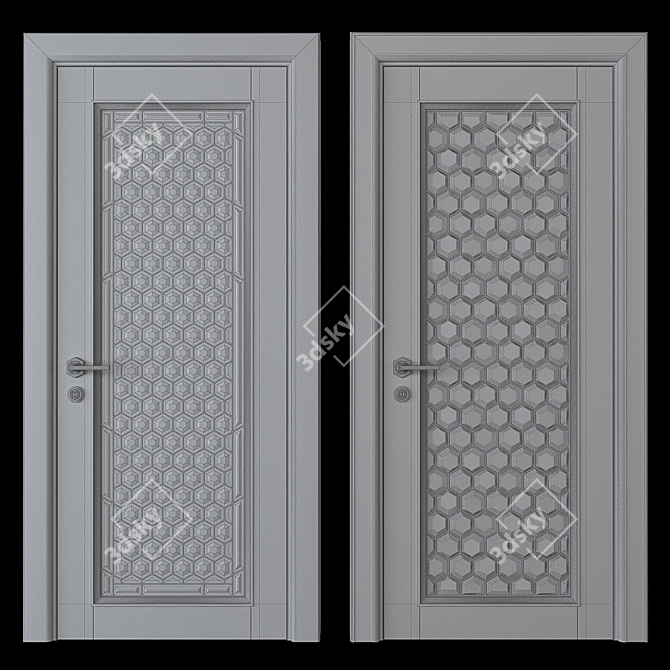 Elegant Stained Glass Door 3D model image 2