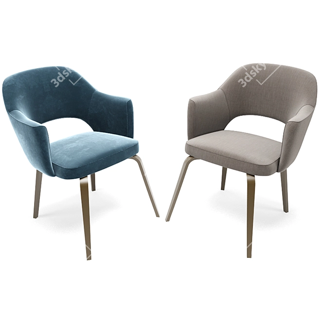 Saarinen Woodlegs Executive Chair & Round Table 3D model image 2