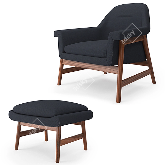 Stylish Theo Wood Chair Set 3D model image 2