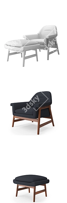 Stylish Theo Wood Chair Set 3D model image 3