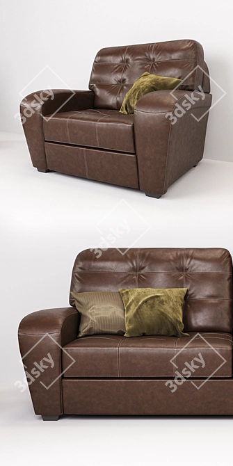 Montreal Leather Sofa & Armchair: Classic Comfort 3D model image 2