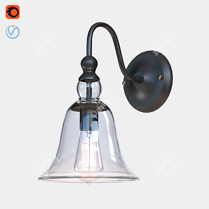 Modern Loft Style Sconce: Height 340mm, Width 200mm 3D model image 1